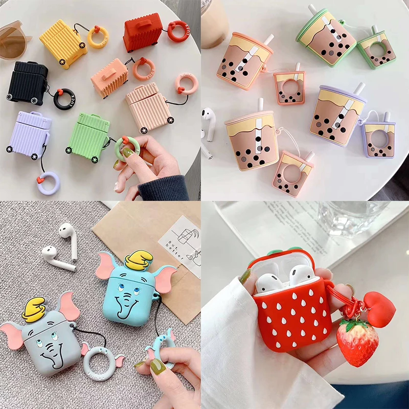 

Cartoon Earphone Cases For Apple Airpods Cute Case For AirPods Air Pods 2 Funny Accessories Protect Cover with Finger Ring Strap