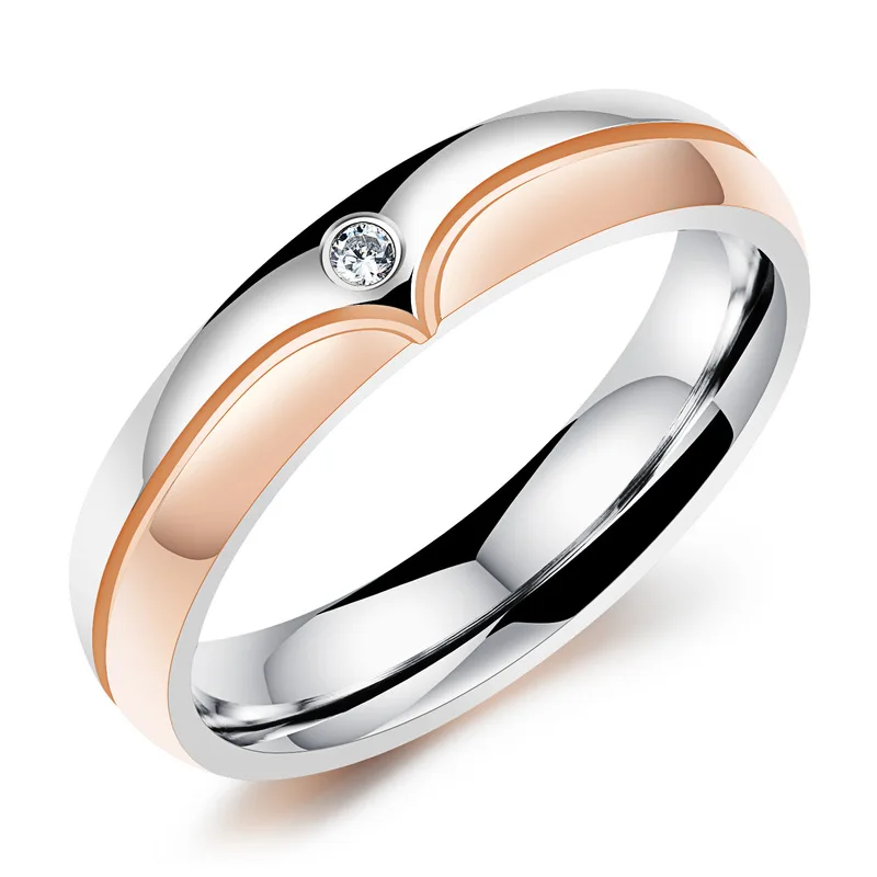 Купить модное кольцо из титановой стали с микроинкрустацией циркона