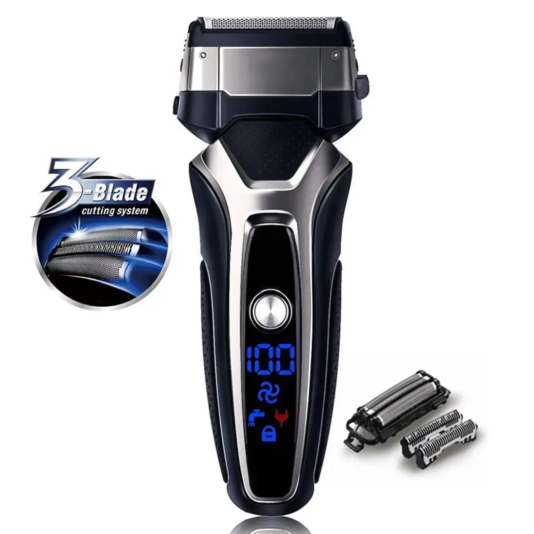 

Professional Wet & Dry Shaver Rechargeable Washable Electric Shaver Razor For Men Beard Trimmer Shaving Machine LCD Display
