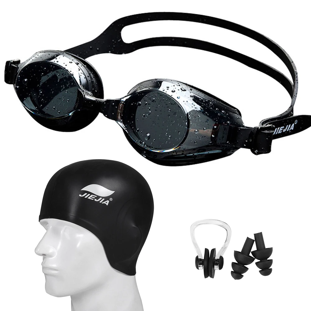 

Swimming Gear Set Swim Goggle Swim Cap Ear Plugs Nose Clip Unisex Waterproof anti-fog UV Protection Surfing Swimming Glasses