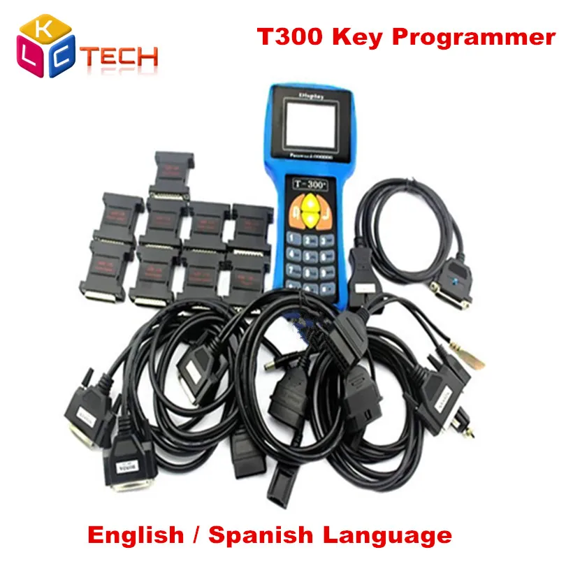 

2019 High Professional English Or Spanish Blue/Black T300 Auto Key Programmer T 300 V16.8 T-CODE For Multi-Brands DHL Free