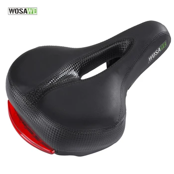 

WOSAWE Bicycle Saddle Mountain Bike Wide Seat With Tail Light sillin bicicleta mtb PU Thick Wide Cushion Bike Saddle Mtb Saddle