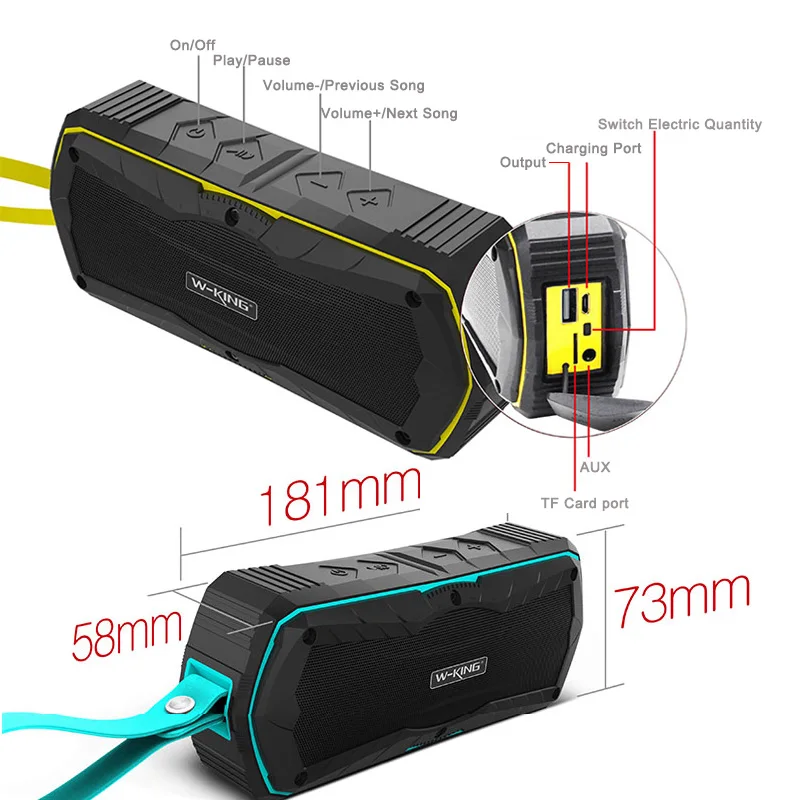 Уличная Колонка W king S9 беспроводная bluetooth колонка портативная Водонепроницаемая