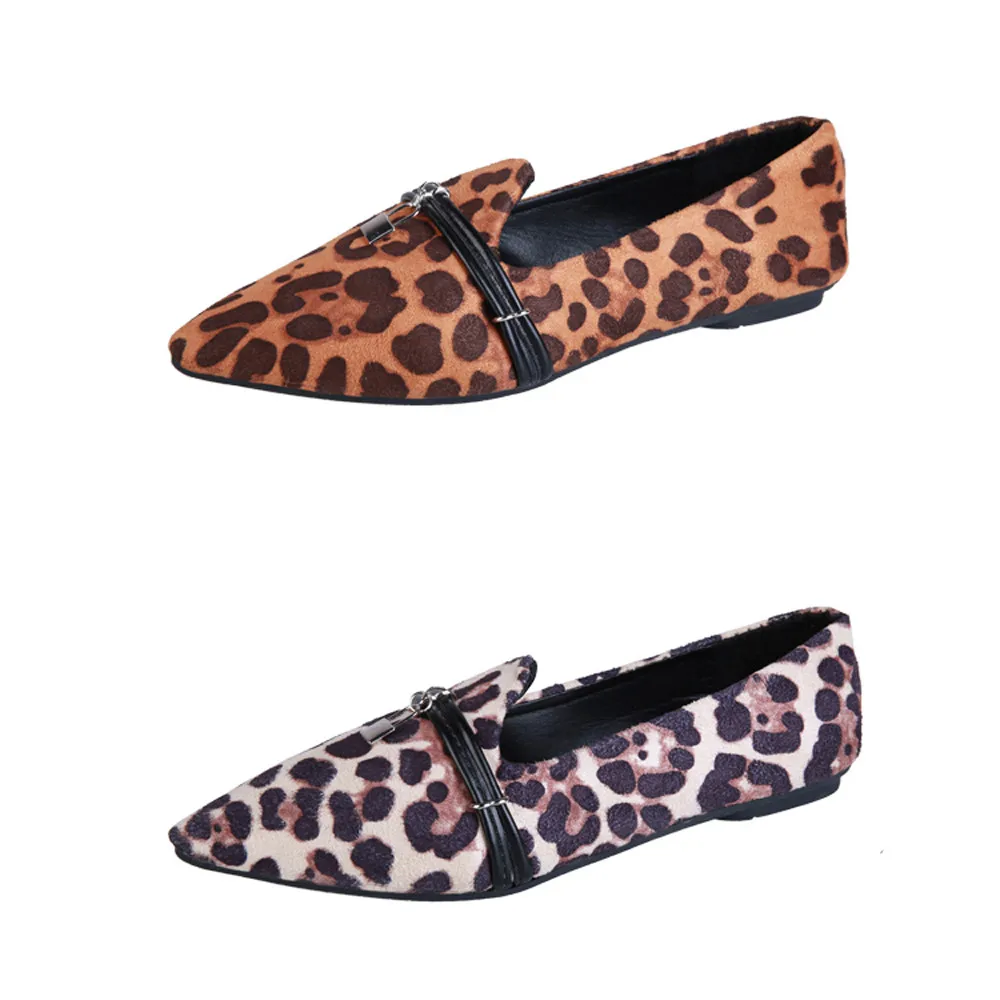 Женская обувь на плоской подошве; леопардовая обувь с острым носком; Прямая поставка; Новинка года; женские лоферы; удобная женская обувь без застежки на плоской подошве