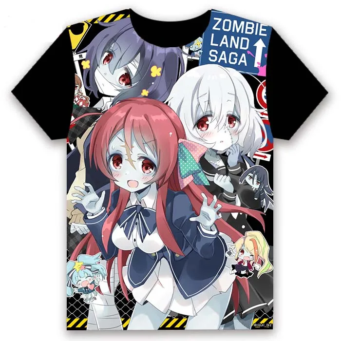 Аниме футболка ZOMBIE LAND SAGA Minamoto Sakura Yamada Tae Mizuno Ai Косплей короткий рукав Женская
