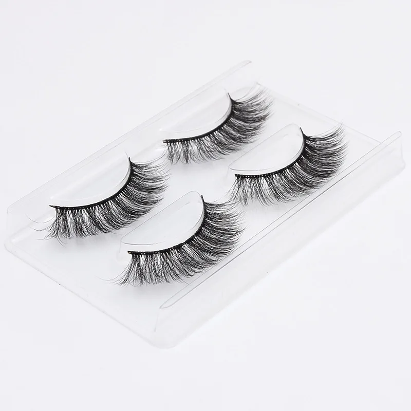 

2 pairs Natural Fake Eyelashes 3D Mink Lashes Luxury Hand Made Long Lasting Volume Lash Extension Reusable False Eyelashes 758