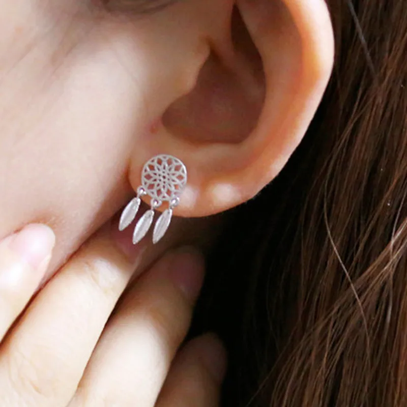 

2018 new hot high-quality Boucle D'oreille retro silver-plated dream catcher drop pendant earrings gift female Brincos