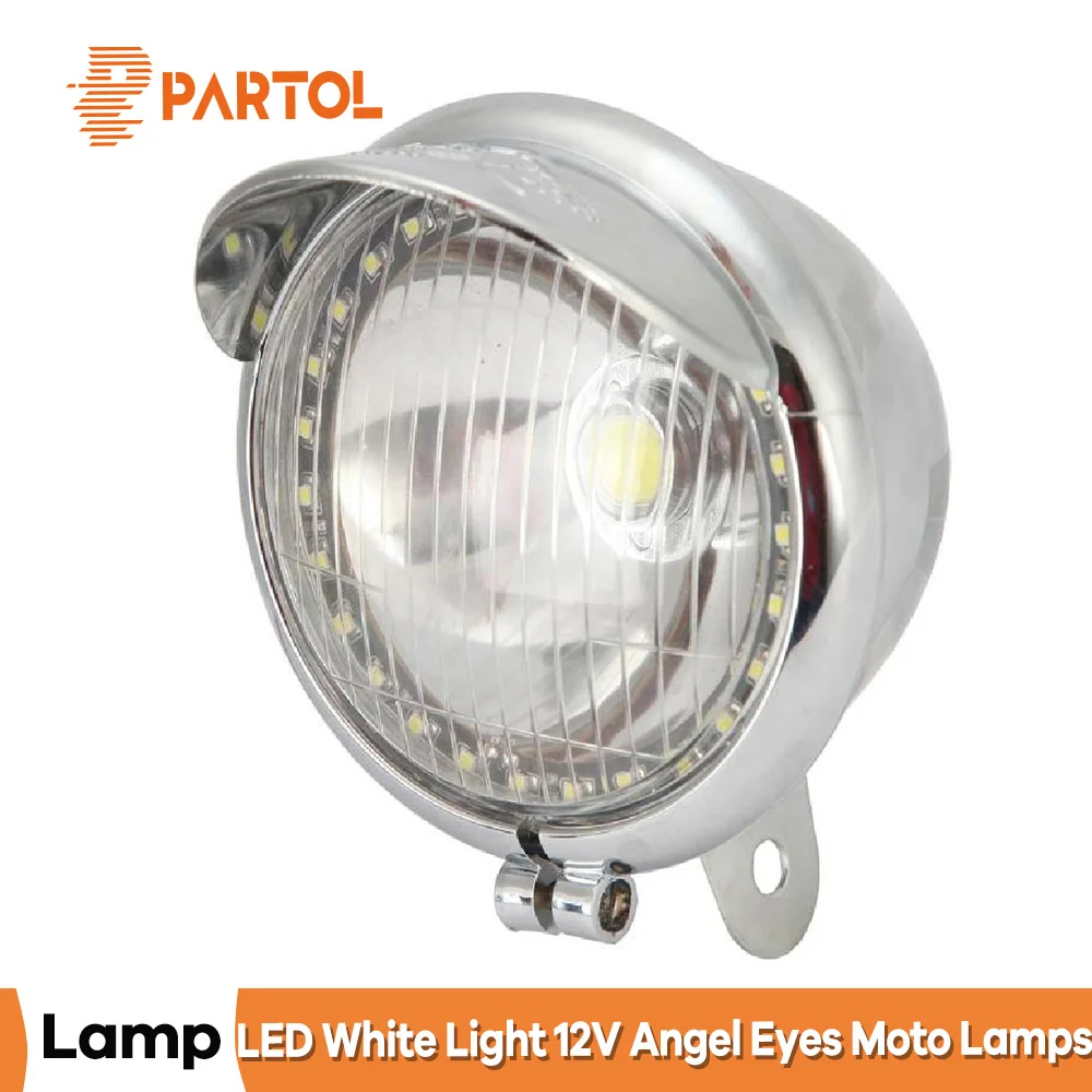 

Partol 1PC Motorcycle LED Headlight Motorbike Angel Eyes COB Chips LED Bulbs Moto Driving Car Front Fog Head Light Lamp DRL 12V