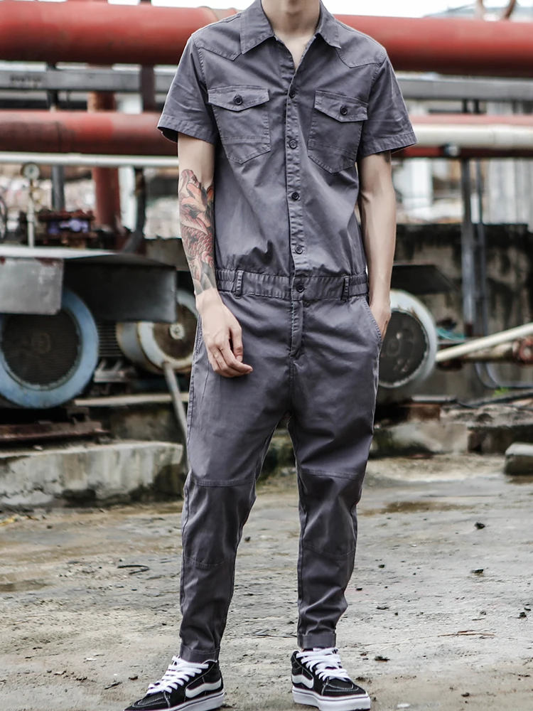 

Mens Shirt Pants Romper Playsuit Jumpsuit Overalls One Piece Work Cotton C94