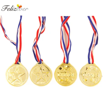 

12PCS Plastic Goldtone Winner Prize Award Boy Girl Medals Pinata Fillers Party Favor Supplies Kids Game