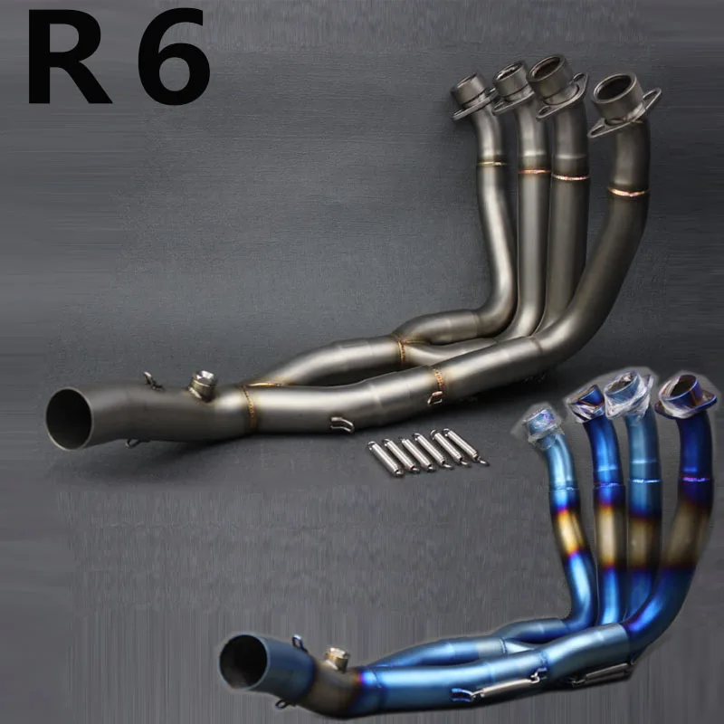 

R6 Stainless titanium Middle Pipe Full System Exhaust Link Pipe For Yamaha YZF R6 YZF-R6 2006 2007 2008 2009 2010 11 12 13-2014