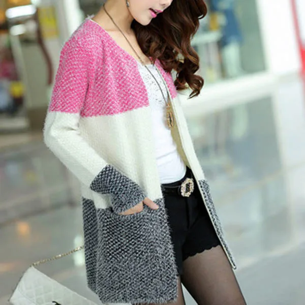Danjeaner Autumn Winter Mohair Long Cardigans Women Round Neck Long Sleeve Casual Knitting Sweaters Fashion Knitwear Jumper Pull