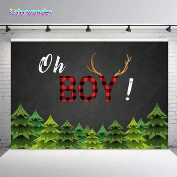 

Colorwonder Water Color Photography Background Green Forest 7x5ft Words with Antlers Black Backdrop for Boys Birthday Party Prop