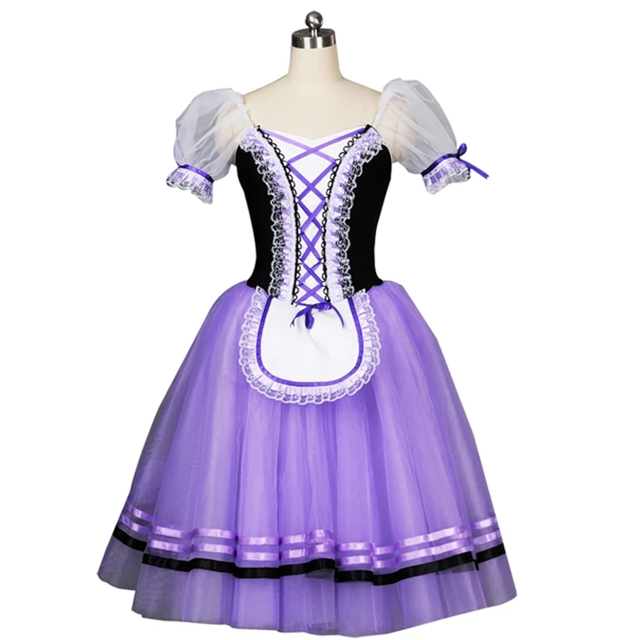 Балетные костюмы «Жизель», фиолетовые балерины, одежда для сценического танца, профессиональное коричневое романтическое балетное платье-пачка для взрослых, длинное платье - Цвет: Фиолетовый