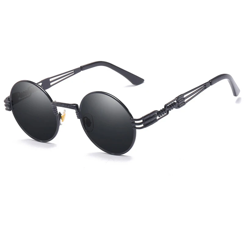 QIFENG стимпанк очки, солнцезащитные очки для мужчин и женщин, брендовые дизайнерские винтажные Круглые Солнцезащитные очки для UV400, женские мужские ретро очки QF022 - Цвет линз: QF022-C2