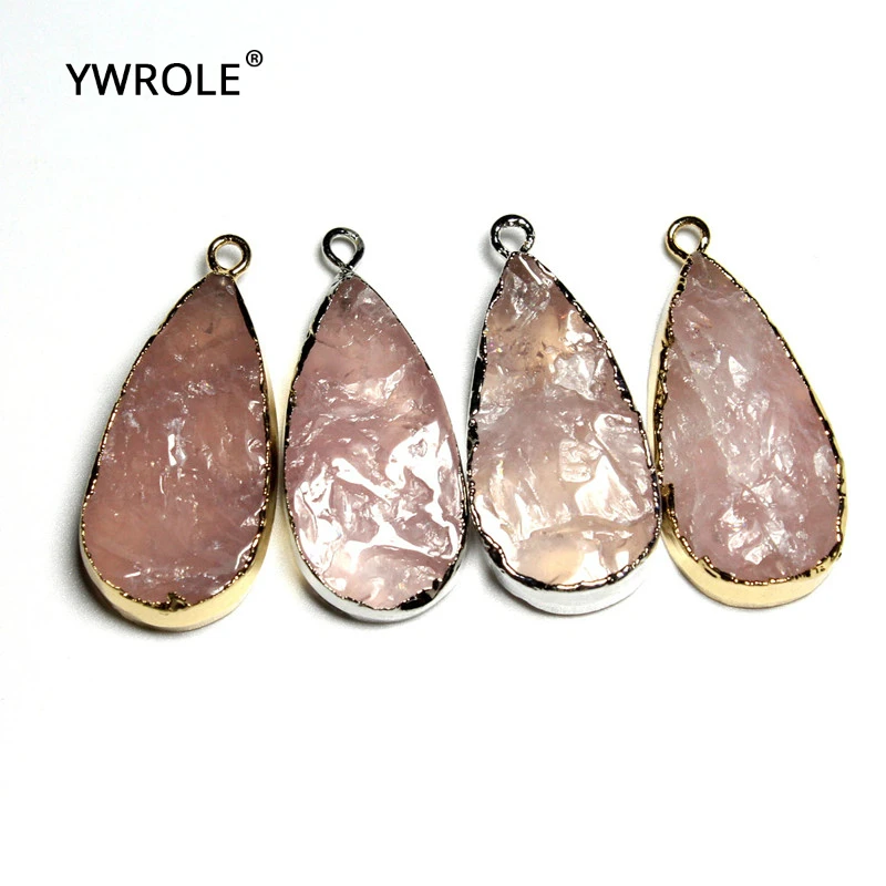 1 шт. уникальная форма капли воды розовый кристалл кварца натуральный камень кулон DIY Fit ожерелье для изготовления ювелирных изделий
