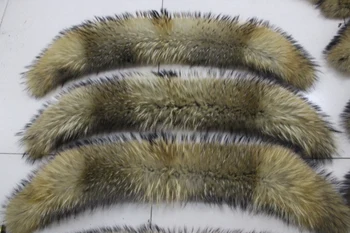 

90 cm long cow horn type real raccoon fur detachable collar