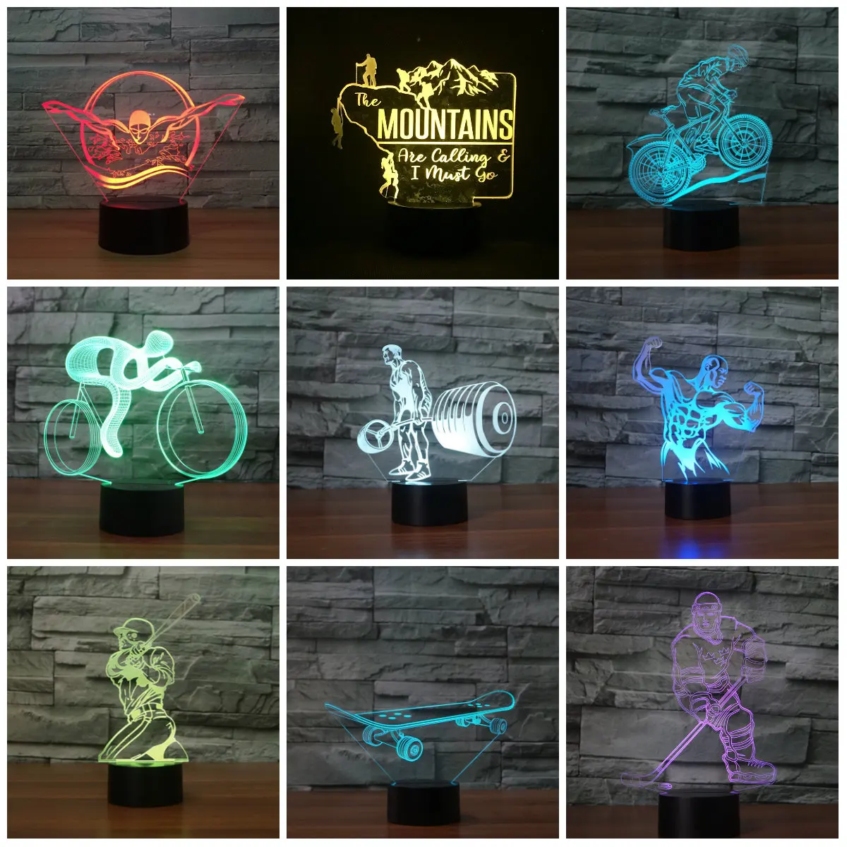 

7 Colors Change 3D LED Nightlight Sport Decorative Night Lamp Touch Sensor USB Lighting Table Lamp Home Decorative LED Gift