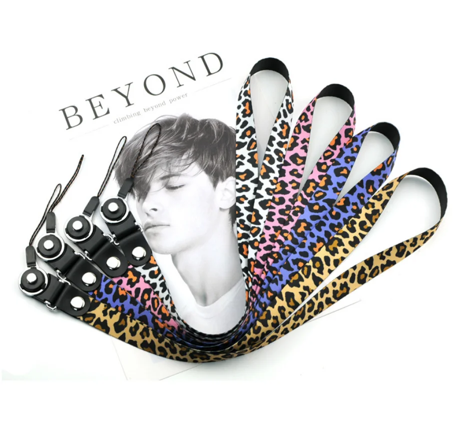 

Leopard Phone Neck Straps Lanyard For Keys Cheetah ID Badge Phone Neck Phone Straps with Keyring 2in1 Finger Ring Straps