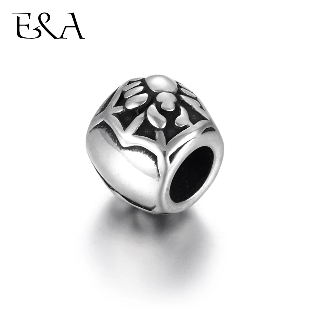 

Stainless Steel European Beads 5mm Hole Dumn with Bug Blacken Metal Charms for Bracelet Jewelry Making DIY Supplies