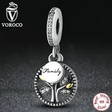 925 ÁRBOL de Plata CUELGAN la PLATA CON 14 K Y CLARO CÚBICOS ZIRCONIA CHARM Fit Pandora Joyería Pulsera de Las Mujeres S306