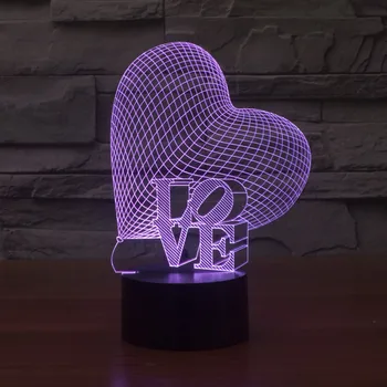 

Wenhsin Valentine's Day Heart LOVE Colorful 3D Lights Touch Seven Color Gradient Visual Lights LED Illusion Lights
