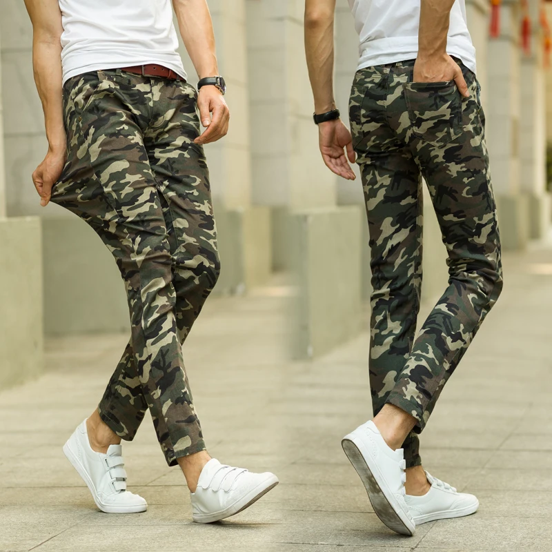 Army green military camouflage Men Straight Slim skinny tenths pants