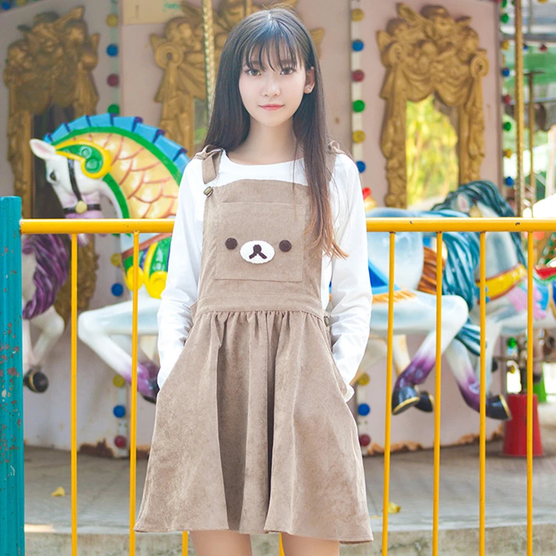 Милые женские костюмы для косплея девочек Rilakkuma Комбинезоны на подтяжках с