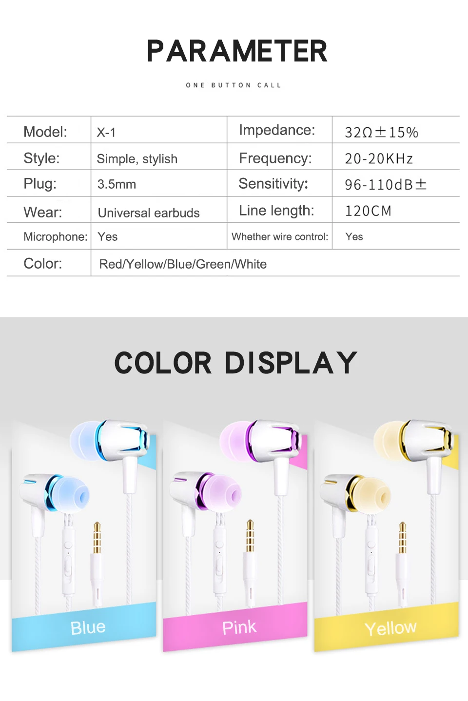 3.5mm In-Ear Stereo Earbuds Earphone For Cell Phone 1.2m Universal Sports Common Headphone For Universal Smart Mobile Phone (9)