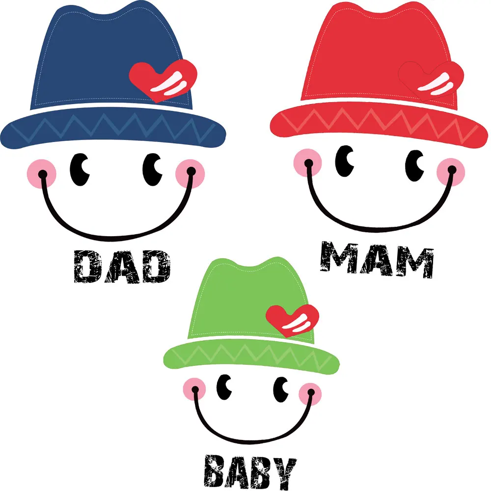 

cartoon hat heart patches for parent-child clothes transfert thermocollants t-shirt ironing stickers parches termoadhesivos ropa