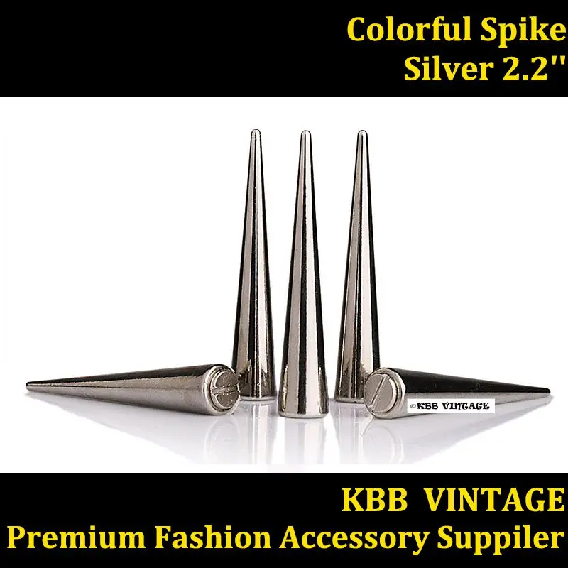 

10pc Punk Spikes Screwback Spike Rock DIY Stud 2.2" Silver