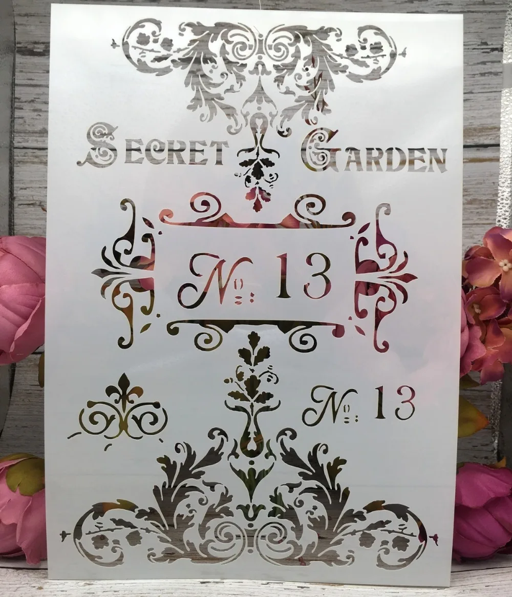 

A4 Words Vintage Garden DIY Layering Stencils Wall Painting Scrapbook Coloring Embossing Album Decorative Paper Card Template