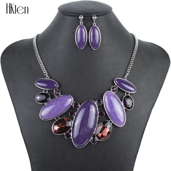 

MS1504190 Fashion Purple Jewelry Sets Woman's Necklace Earring Set Wedding Jewelry Sets New High Quality Party Gifts