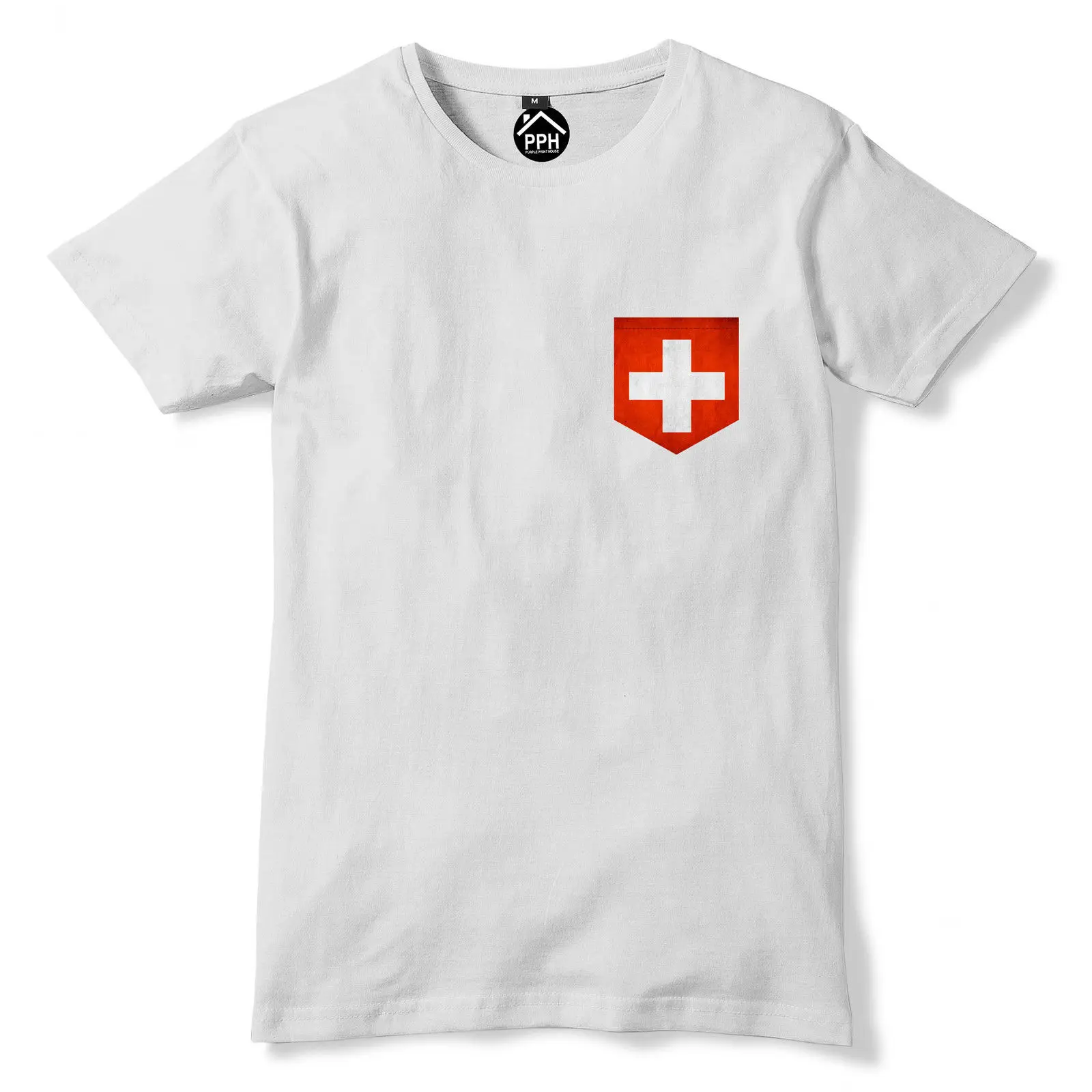 

Mens T Shirts Fashion 2019 Men Harajuku Hip Hop Brand Vintage Print Pocket Switzerland Flag T Shirt Swiss Footballer T Shirt