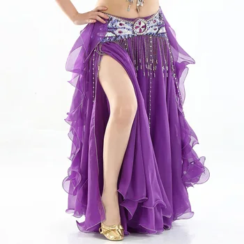 

Professional Chiffon Women Belly Dance Costume Oriental Double High Slits Belly Dance Costume Skirt for Women Belly Dance Skirt