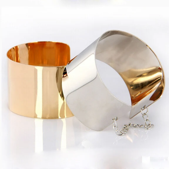 

Hot Sale Punk Style Two Colors Bangle Fashion Wide Aolly Mirror Chains Bracelets Concise Personality bangle For Women