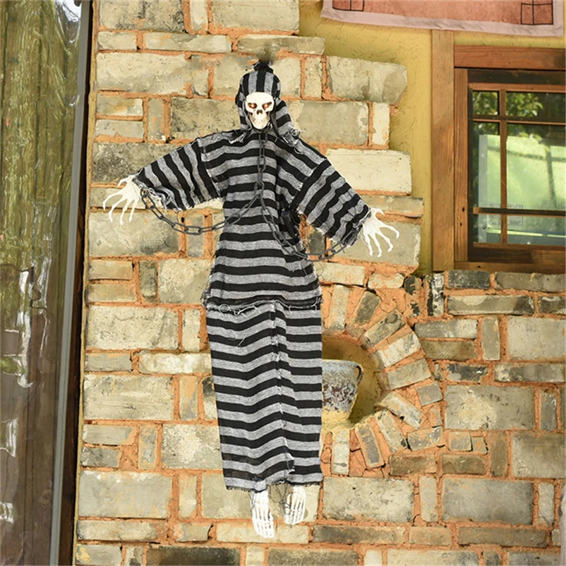 

Scary Skull Prisoner Ghost Animated Skeleton Halloween Ghost Grim Horror Props Spooky Halloween Hanging Ghost Decor Haunted