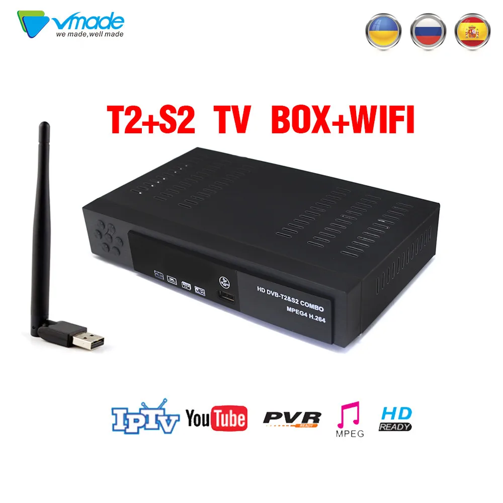 

Vmade Newest DVB T2 S2 8902 Black 1080P full HD terrestrial digital Satellite TV signal receiver Decoder PVR set top box