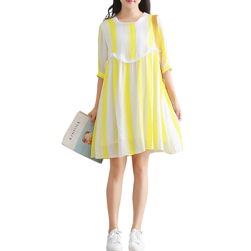 2019 японский Mori Girl летнее женское легкое платье полоса контрастного цвета