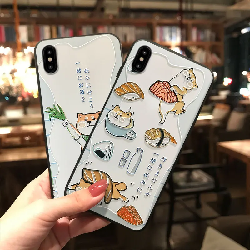 Японский чехол для телефона shaba Inu Sushi для iPhone 11 Pro MAX XS MAX XR 8 7 6 Plus, мягкая задняя крышка из ТПУ для OPPO R15 R17