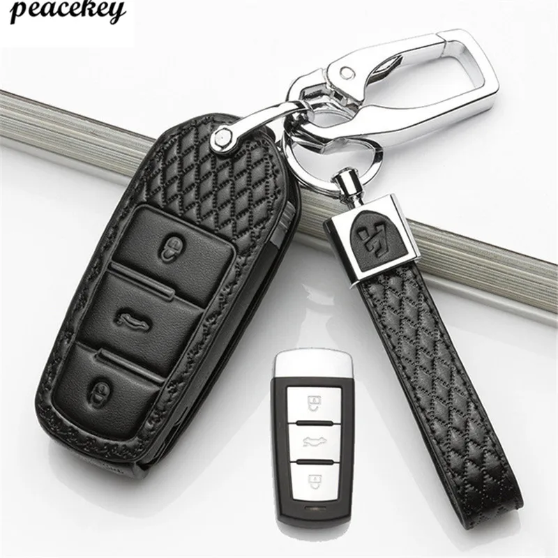 Кожаный чехол для автомобильного ключа держатель VW Volkswagen Skoda Golf7 Polo Tiguan Passat Jetta MK5