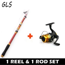 Комбинация удочки и reel2.1M 2,4 M 2,7 M 3,0 M 3,6 M портативная телескопическая удочка в подарок нейлоновая рыболовная леска