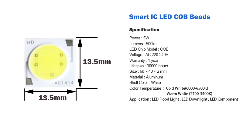 Светодиодный чип COB 5 Вт 20 Вт 30 Вт 50 Вт COB Чип лампочки 220 В Встроенный интеллектуальный IC драйвер для DIY светодиодный прожектор