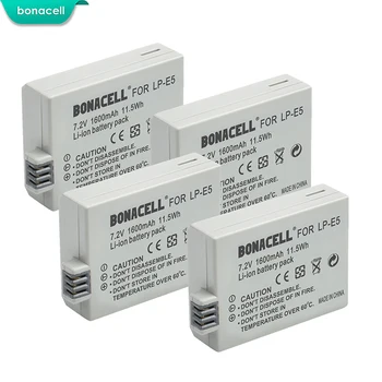 

bonacell 4pcs LP-E5 LP E5 Digital Camera Li-ion Battery for Canon EOS 450D 500D 1000D KISS X2 X3 F Rebel XS Kiss F Kiss X2 X3