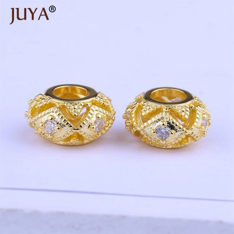 

Accessories For Jewelry Round Spacer Beads For Jewelry Making Paved CZ Rhinestone Original Beads Charm berloques