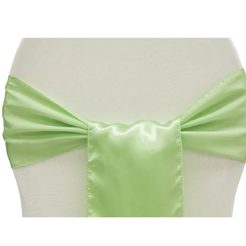 BITFLY 25 шт., свадебное украшение, атласный пояс для стула, галстук-бабочка, ленты для стула, сделай сам, для отеля, банкета, рождества, декоративный стул, чехол с бантом - Цвет: light green