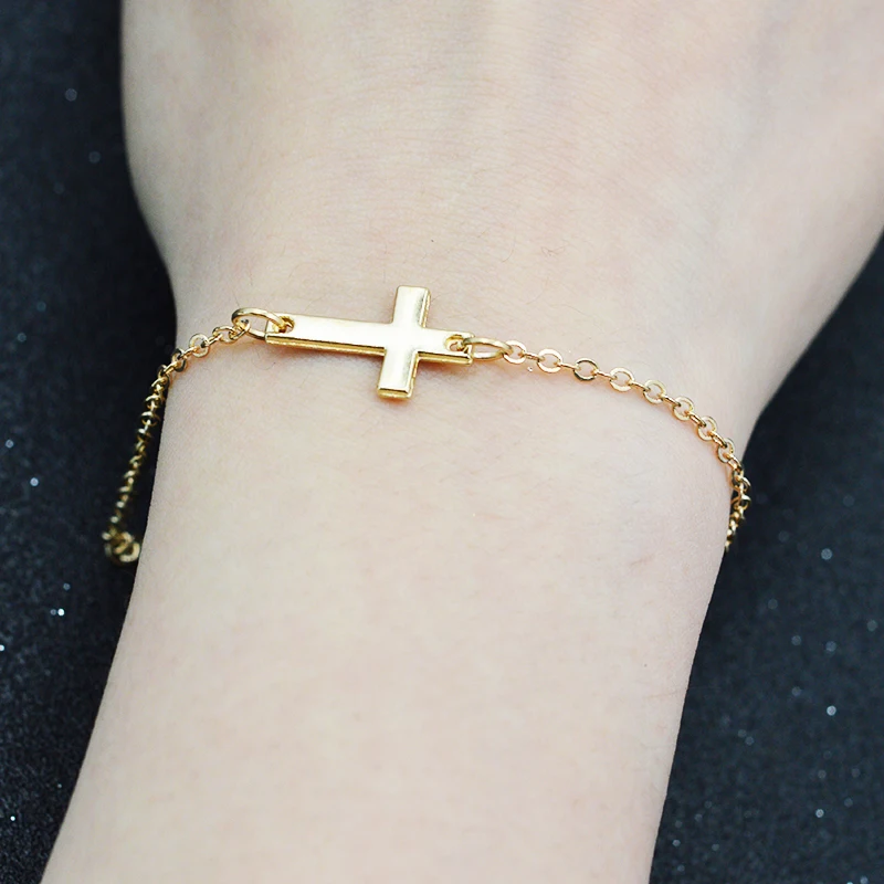 Handmade New Simple Little Tiny Cross Bracelets Bangles Bijoux Handmade New Simple Little Tiny Cross Bracelets Bangles Bijoux Pulseras Gold Silver Fashion Women Jewelry In Charm From