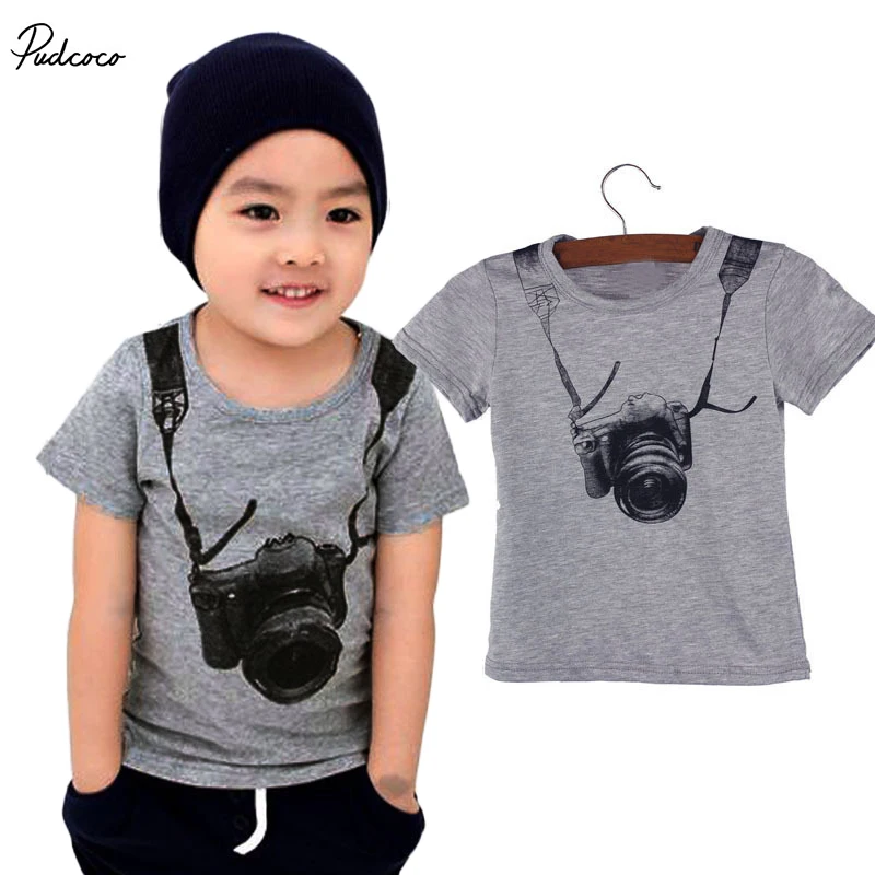 

Baby Boy Fashion t-shirt Tops,1pcs Boys Casual Camara T-Shirtschildren's cotton clothing tee-shirt for kids 1-8Y