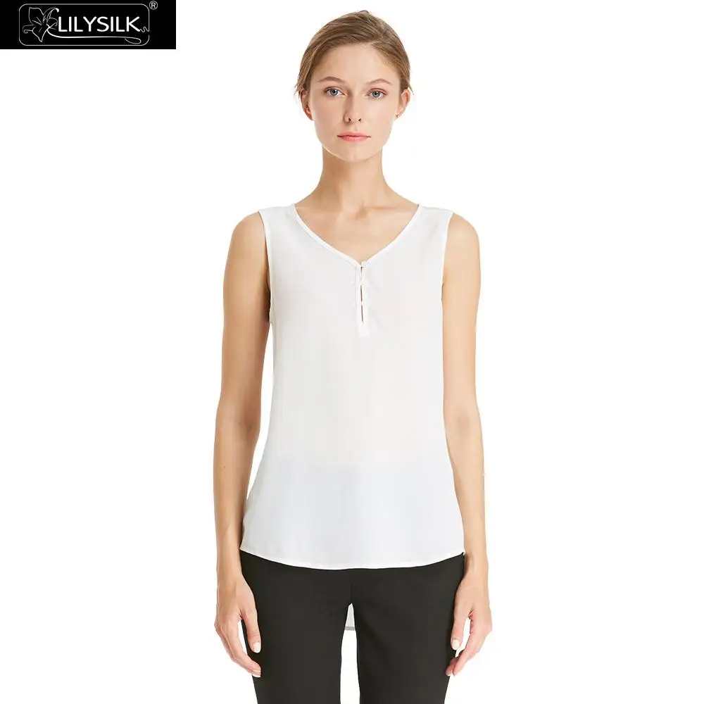 LILYSILK Women's 18mm Lotus Lace Silk Vest Top for Ladyin Blouses