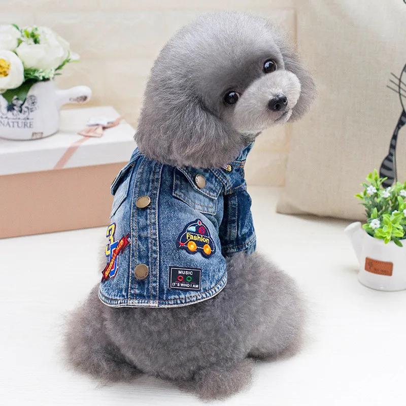 Собака одежда джинсы куртка пальто ковбой патч Жан Pet Костюмы для маленьких собак Чихуахуа Пудель Йорки терьер костюм